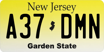 NJ license plate A37DMN