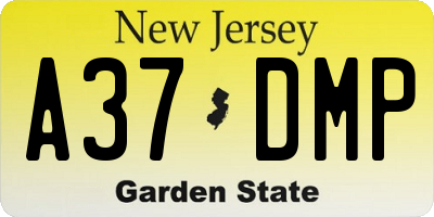NJ license plate A37DMP