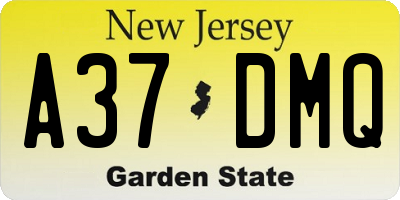 NJ license plate A37DMQ