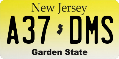 NJ license plate A37DMS