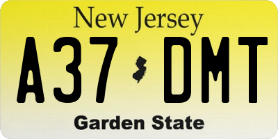 NJ license plate A37DMT