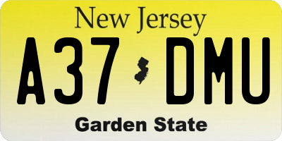 NJ license plate A37DMU