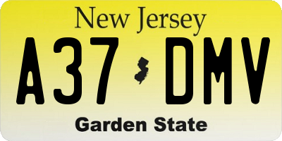 NJ license plate A37DMV
