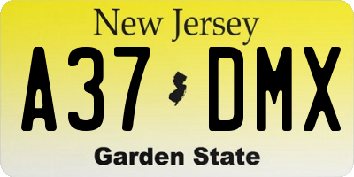 NJ license plate A37DMX