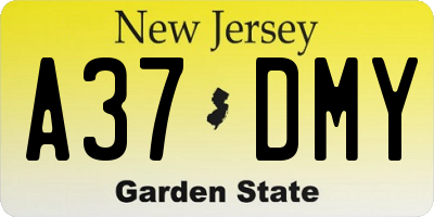 NJ license plate A37DMY