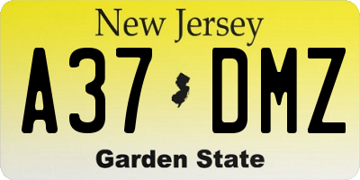 NJ license plate A37DMZ