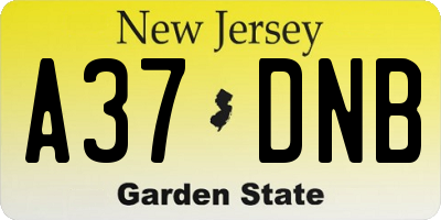 NJ license plate A37DNB