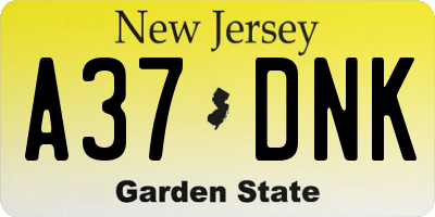 NJ license plate A37DNK