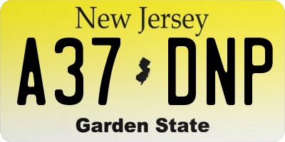 NJ license plate A37DNP