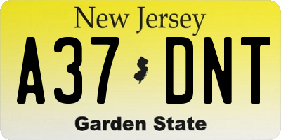 NJ license plate A37DNT