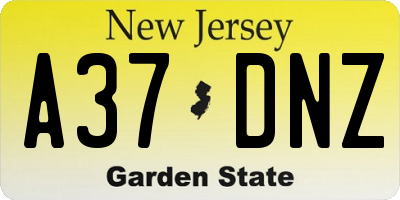 NJ license plate A37DNZ