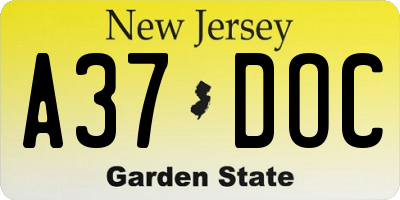 NJ license plate A37DOC