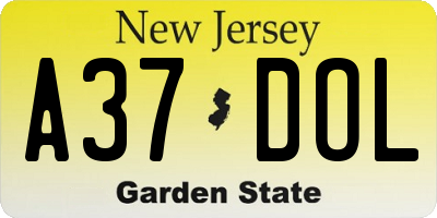 NJ license plate A37DOL