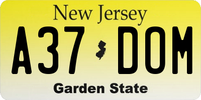 NJ license plate A37DOM