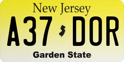 NJ license plate A37DOR