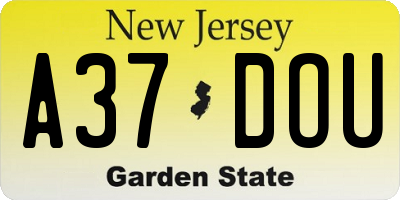 NJ license plate A37DOU