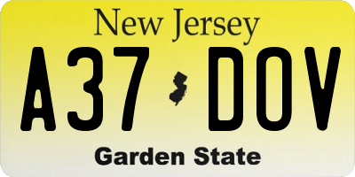 NJ license plate A37DOV