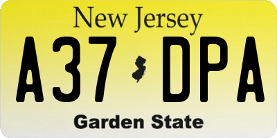 NJ license plate A37DPA