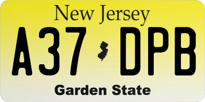 NJ license plate A37DPB