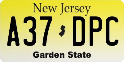NJ license plate A37DPC