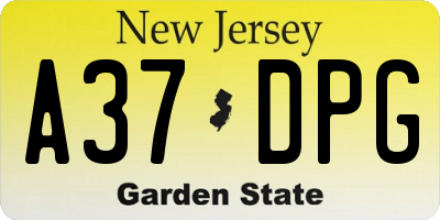 NJ license plate A37DPG