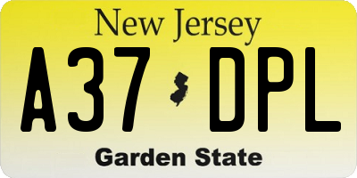 NJ license plate A37DPL