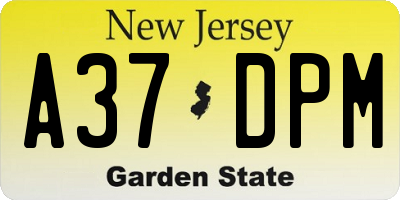 NJ license plate A37DPM