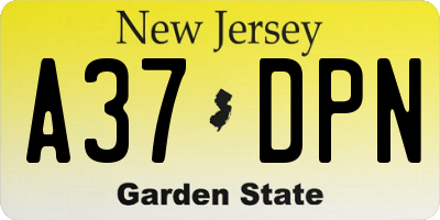 NJ license plate A37DPN
