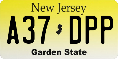 NJ license plate A37DPP