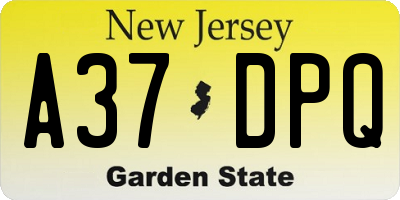 NJ license plate A37DPQ