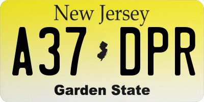 NJ license plate A37DPR