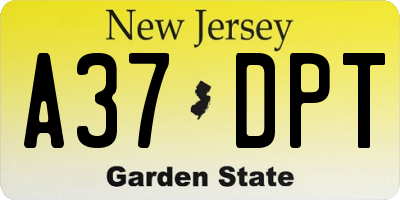 NJ license plate A37DPT