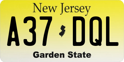 NJ license plate A37DQL
