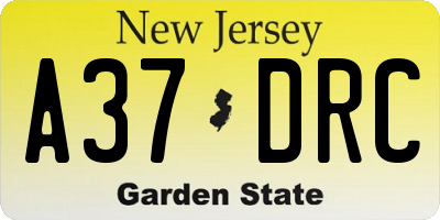 NJ license plate A37DRC