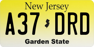 NJ license plate A37DRD