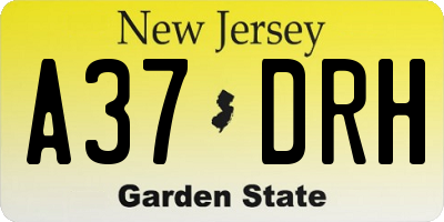 NJ license plate A37DRH