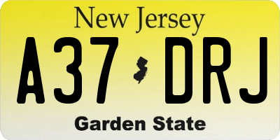 NJ license plate A37DRJ