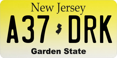 NJ license plate A37DRK