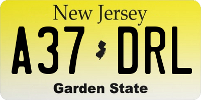 NJ license plate A37DRL