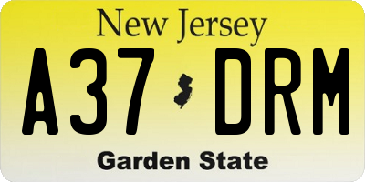 NJ license plate A37DRM