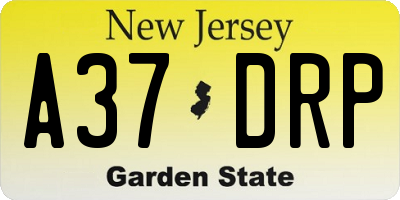NJ license plate A37DRP