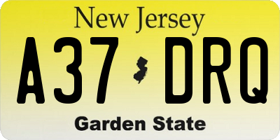 NJ license plate A37DRQ