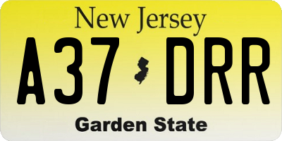 NJ license plate A37DRR