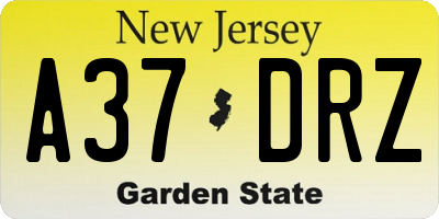 NJ license plate A37DRZ