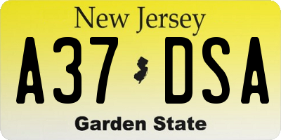 NJ license plate A37DSA
