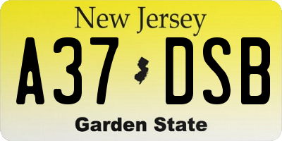 NJ license plate A37DSB