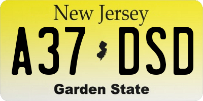 NJ license plate A37DSD