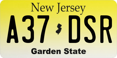 NJ license plate A37DSR