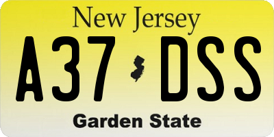 NJ license plate A37DSS