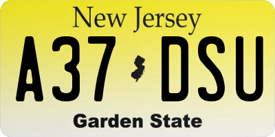 NJ license plate A37DSU